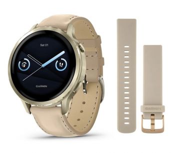 Часы Garmin Venu 4 41mm Lunar Gold Leather
